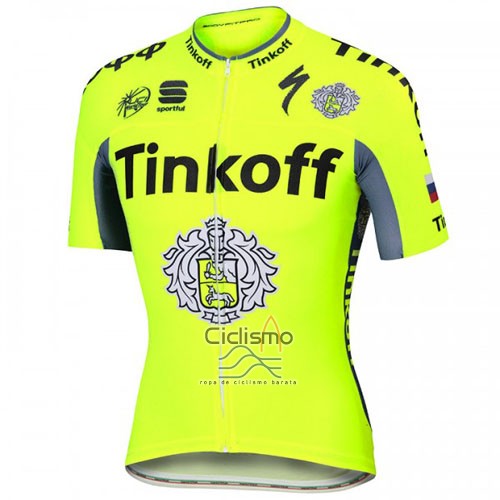 Tinkoff Ropa Ciclismo Culotte Corto 2016 Mangas Cortas AMarillo